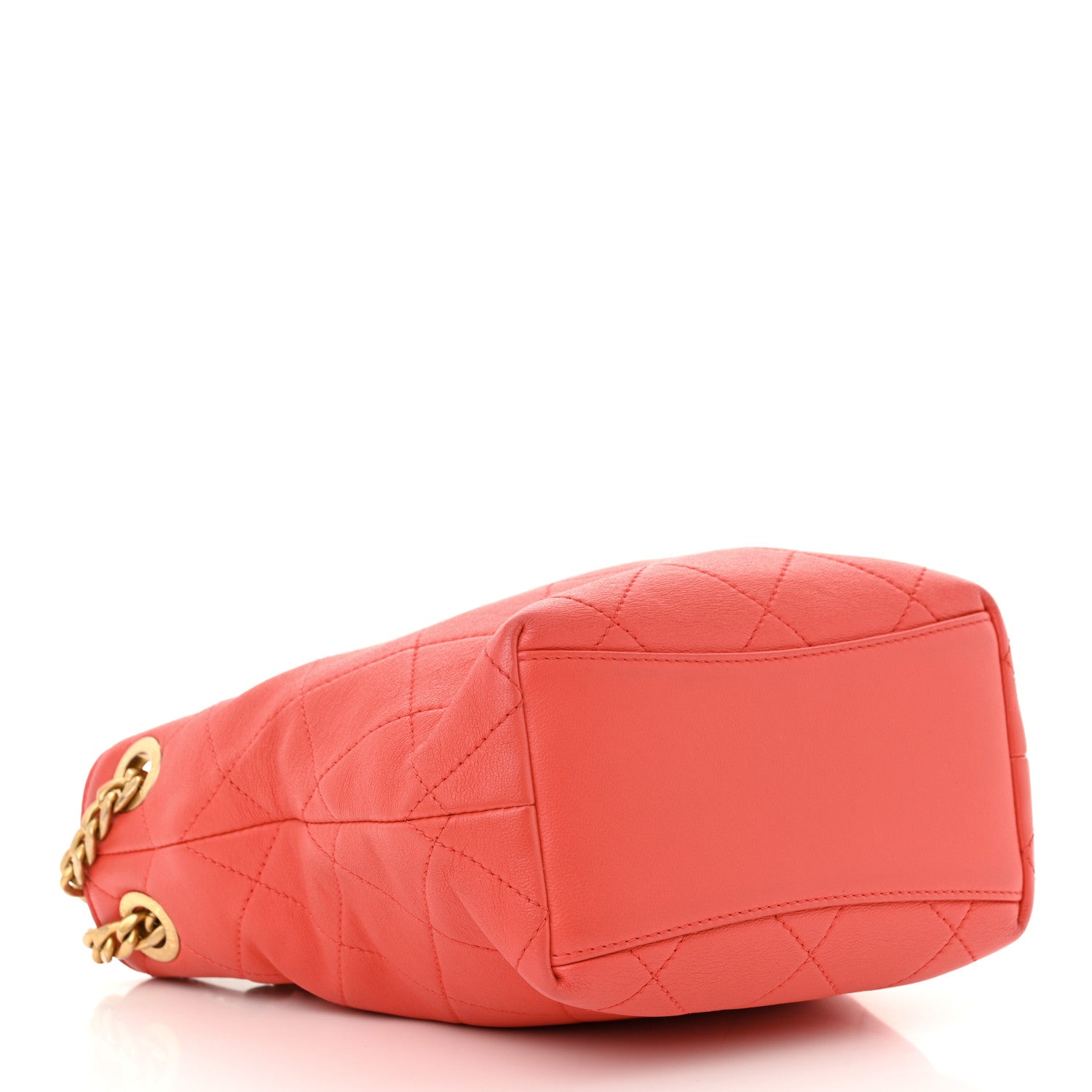 Lambskin Resin Quilted Small Pearl Samba Bucket Bag Dark Pink
