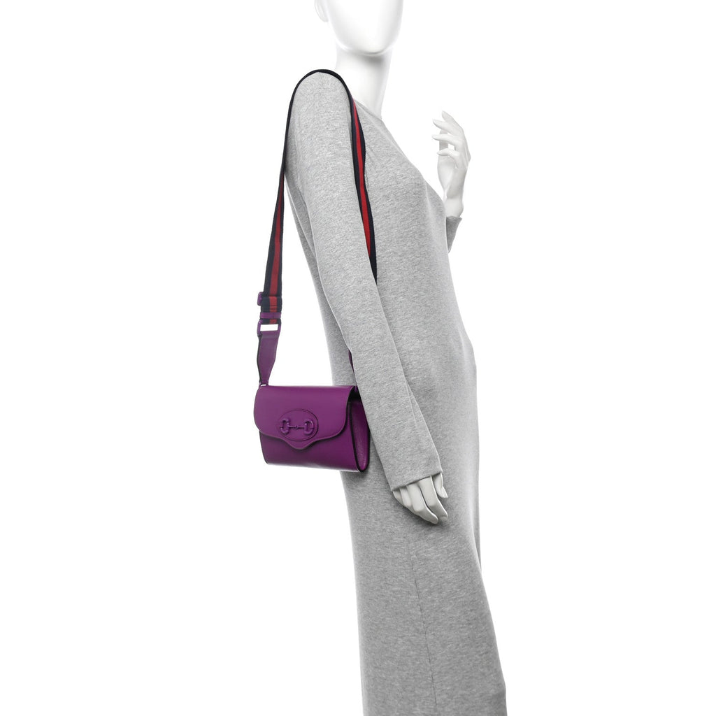 Azalea Calfskin Web Monochrome Mini Horsebit 1955 Chain Shoulder Bag Spicy Cyclamin