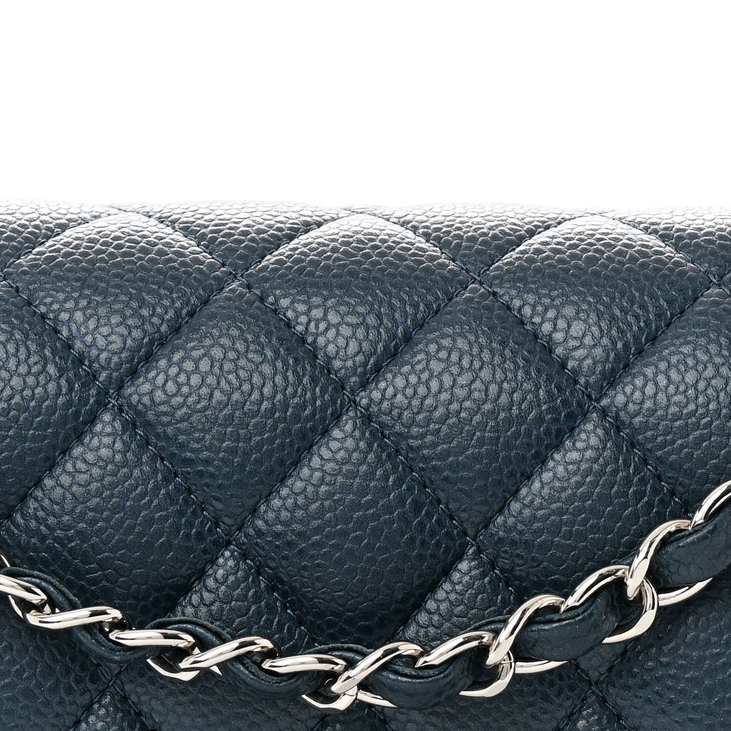 Pearly Caviar Quilted Medium Double Flap Blue