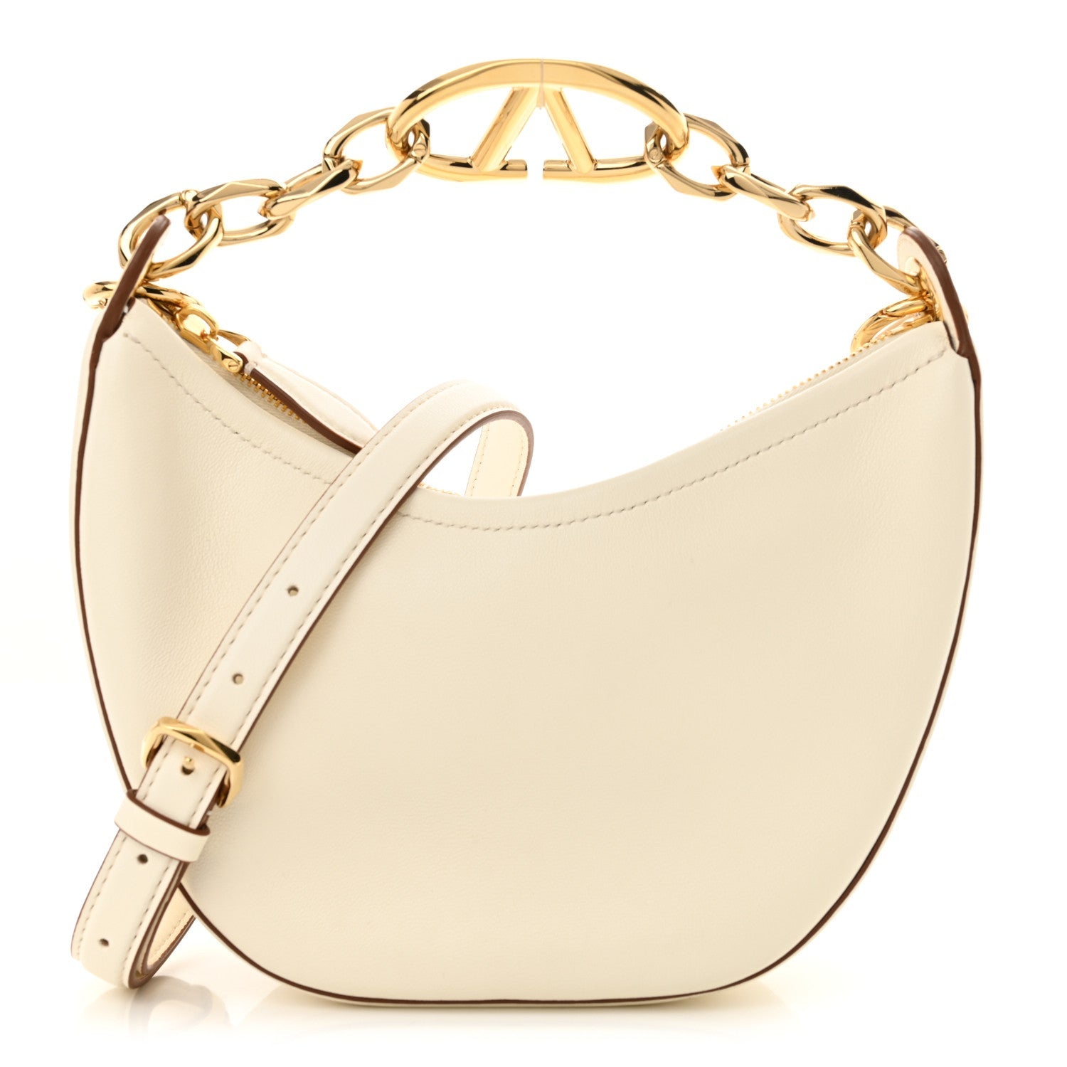 Nappa Mini Vlogo Moon Hobo Bag Ivory
