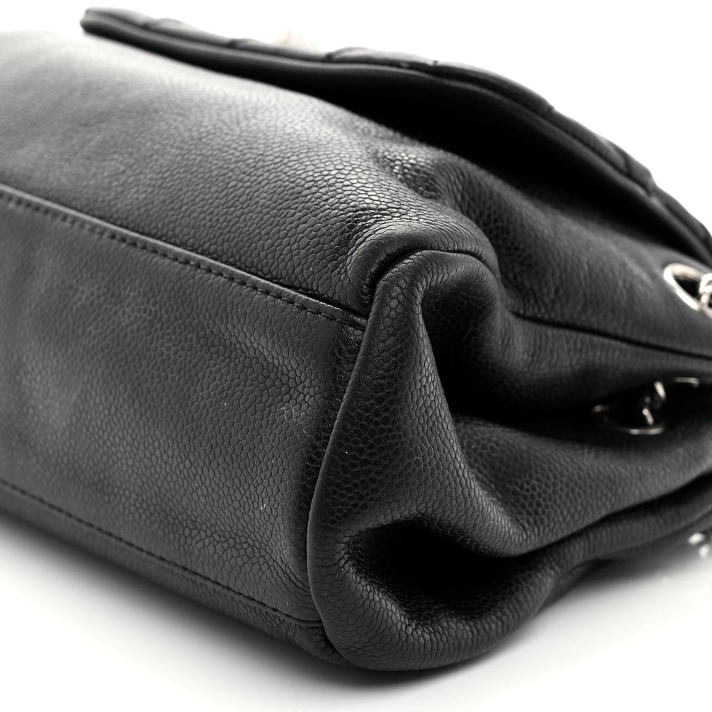 Caviar Quilted Accordion Mademoiselle Flap Black