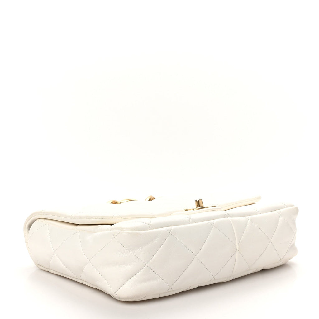 Lambskin Quilted Large CC Funky Town Flap White
