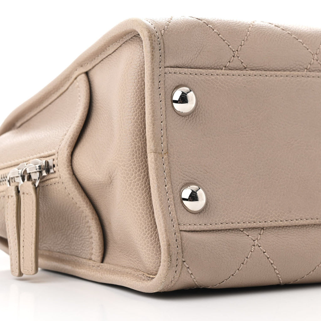 Caviar Quilted Deauville Bowling Bag Beige