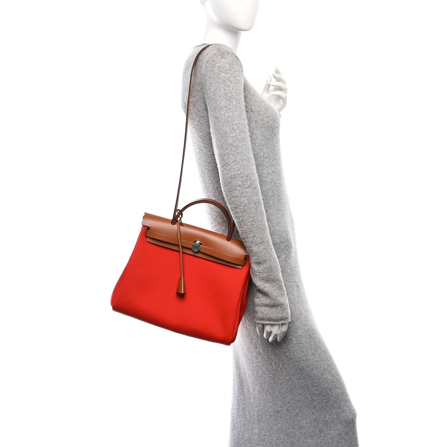 Vache Hunter Toile Herbag Zip 31 PM Orange Mecano Fauve