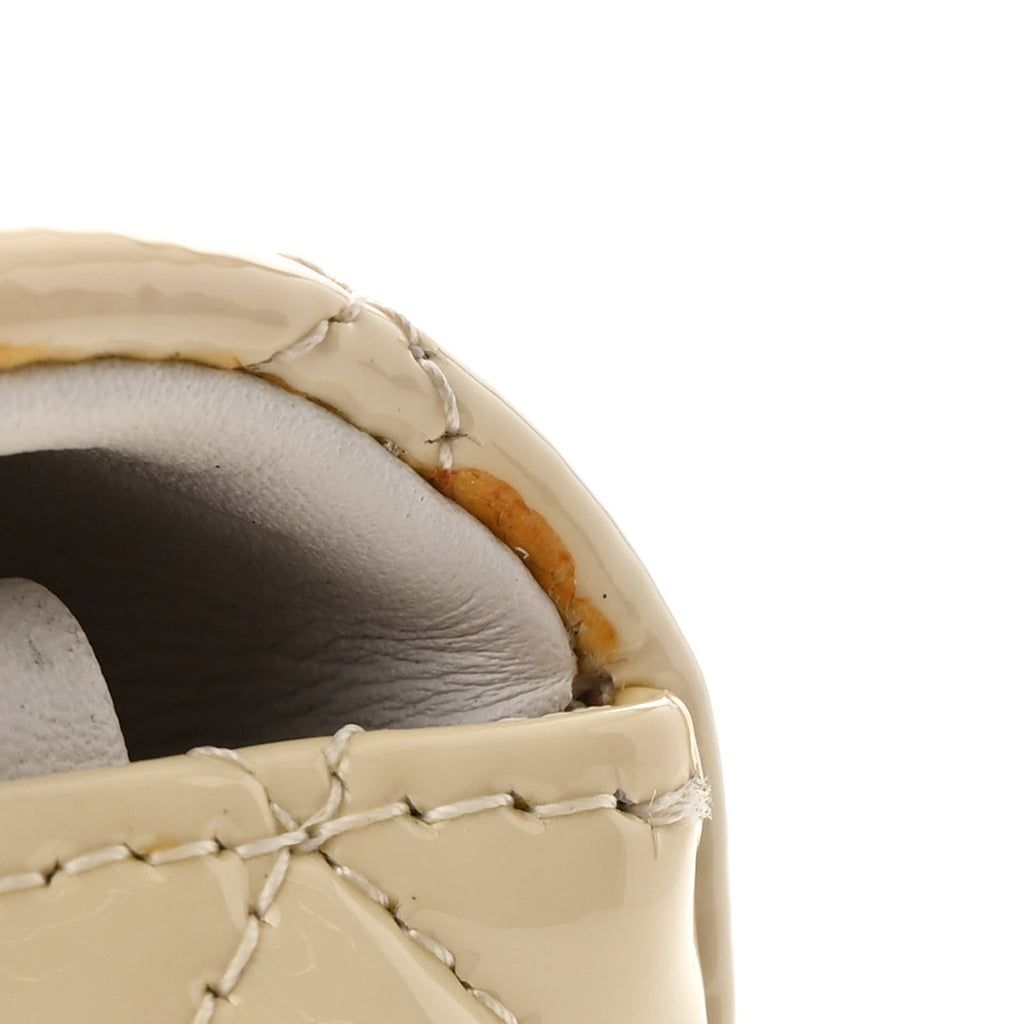 Patent Calfskin Quilted Mini Rectangular Flap White