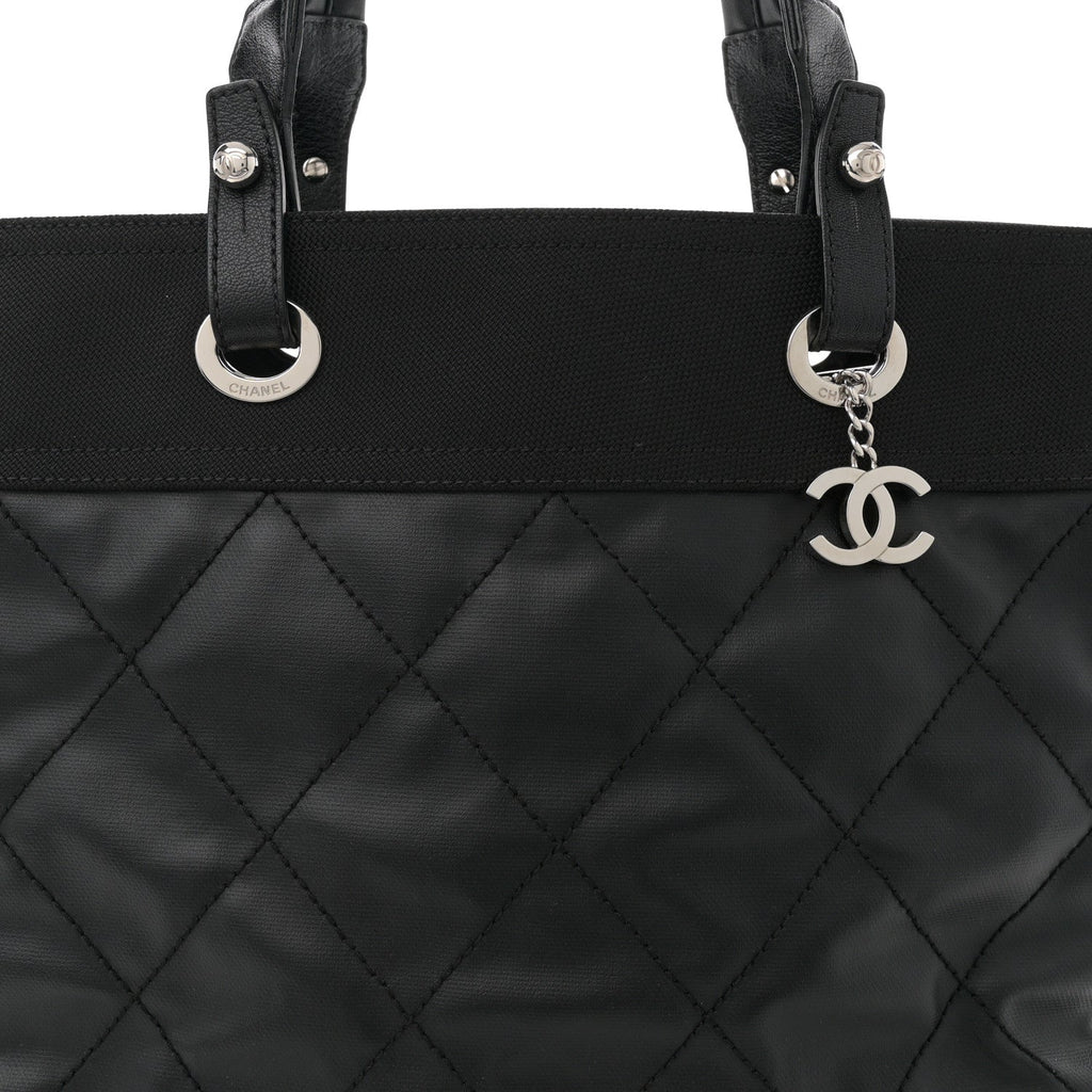 Coated Canvas Quilted Large Paris Biarritz Tote Black