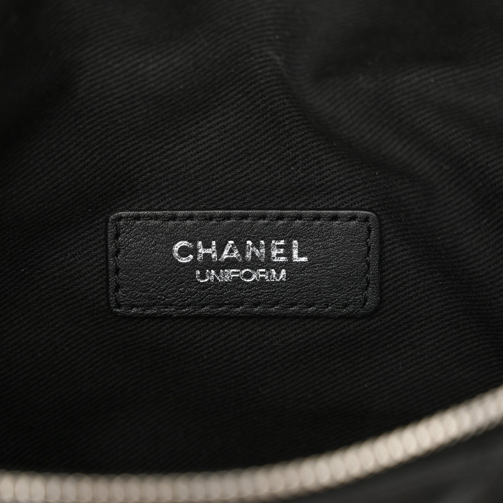 Calfskin Quilted Waist Belt Bag Black