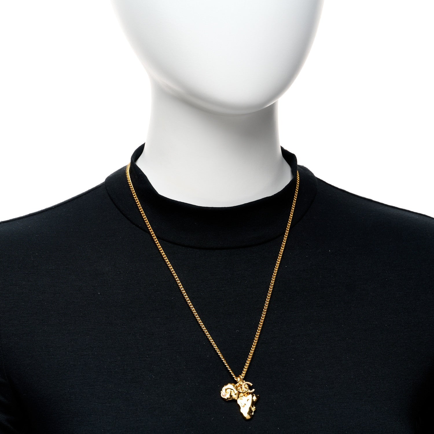 Crystal Pearl CC Africa Pendant Necklace Gold White