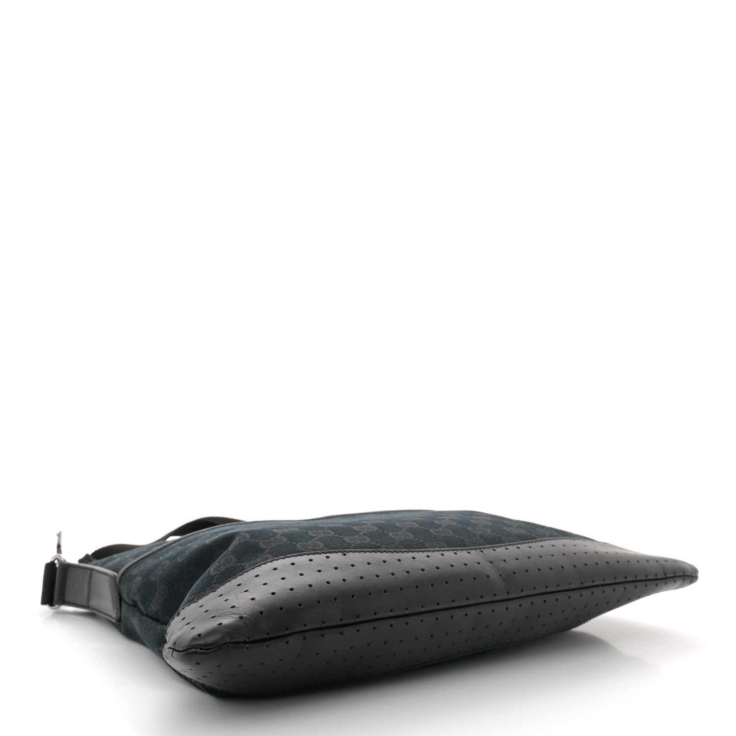 Monogram Calfskin Perforated Medium Flat Messenger Bag Black
