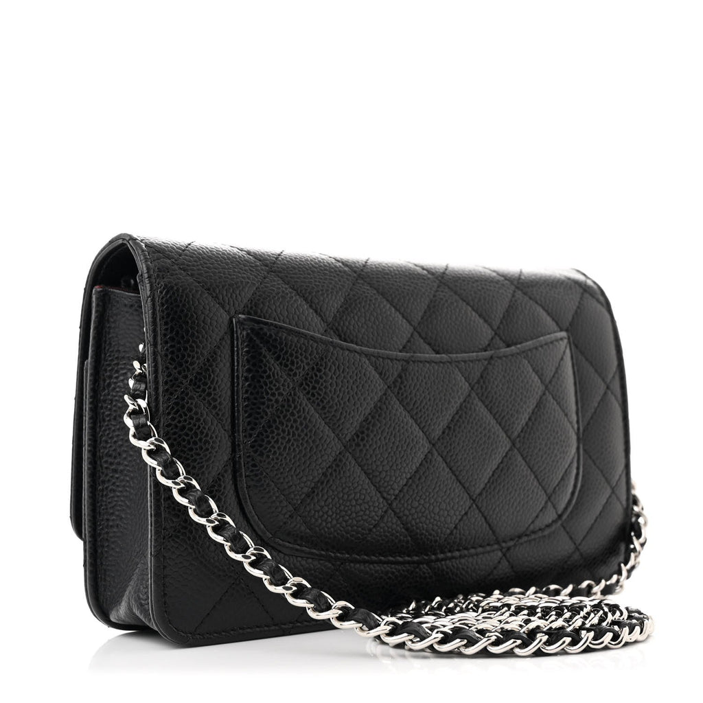 Caviar Quilted Wallet on Chain WOC Black