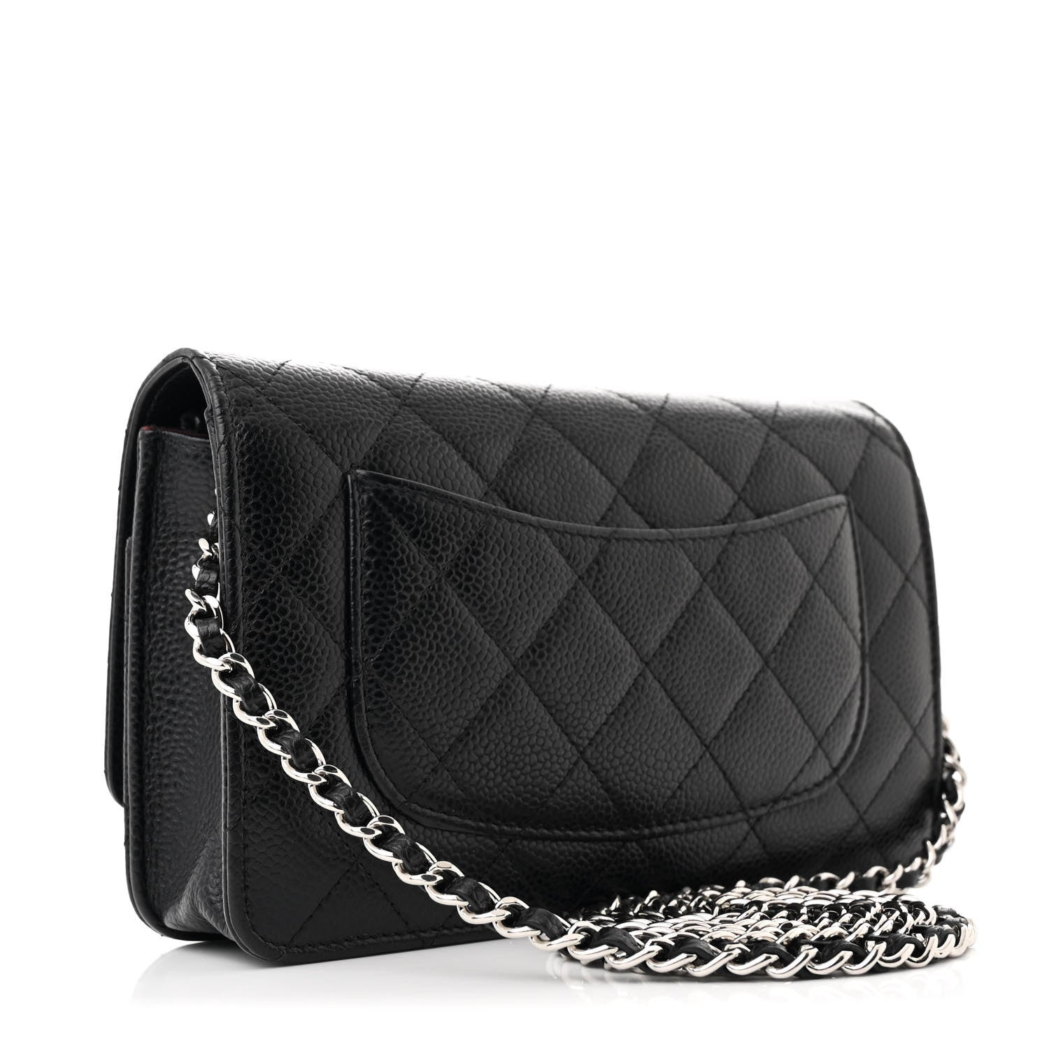 Caviar Quilted Wallet on Chain WOC Black