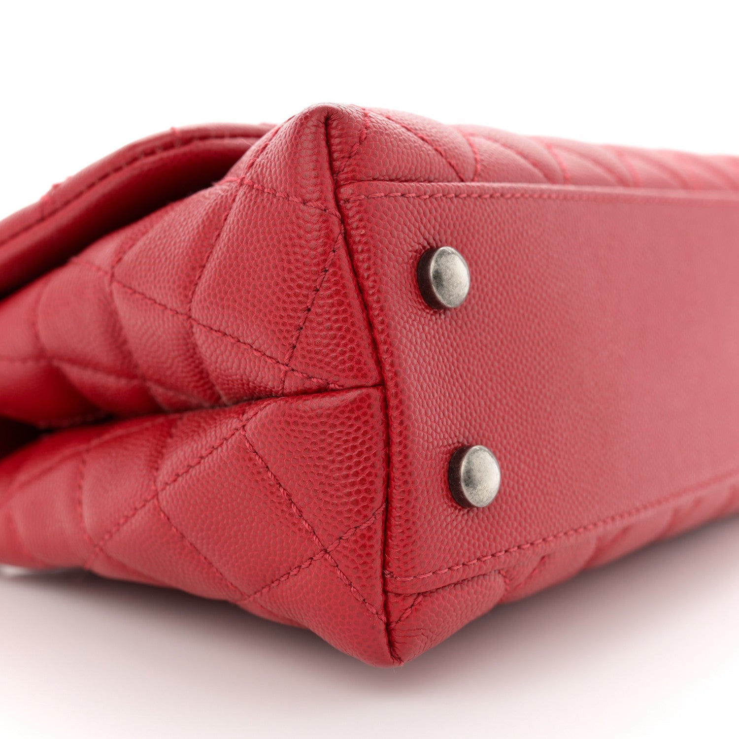 Caviar Quilted Mini Coco Handle Flap Red