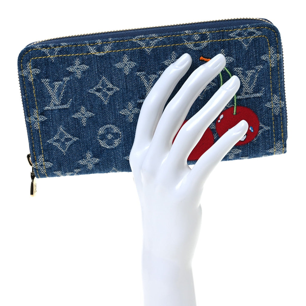 LV X TM Monogram Denim Cerises Zippy Wallet Blue