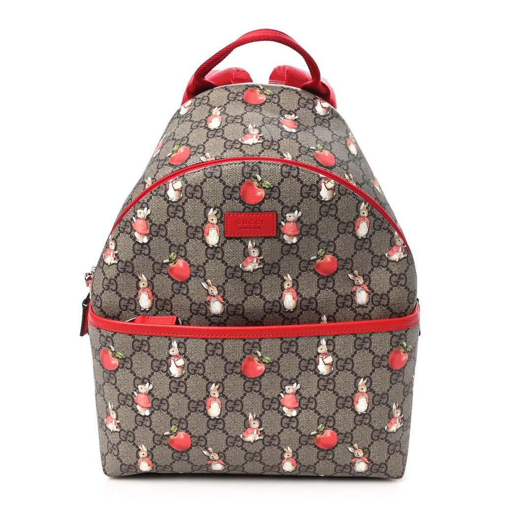 X PETER RABBIT GG Supreme Monogram Rabbit Print Childerns Backpack Red