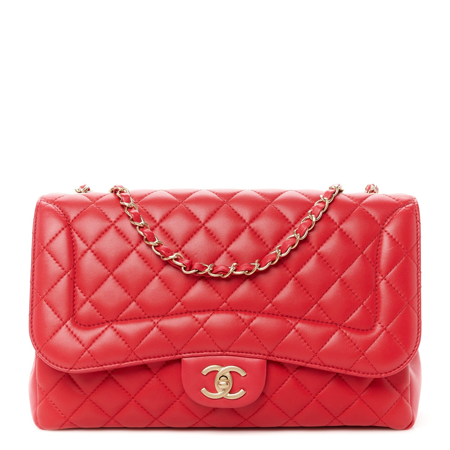 Lambskin Quilted Jumbo Mademoiselle Chic Flap Fuchsia