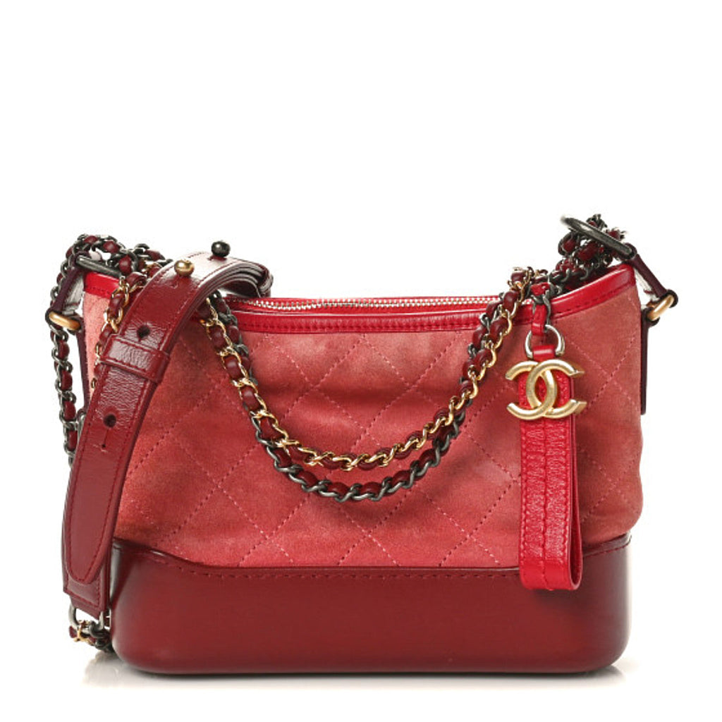 Suede Quilted Small Gabrielle Hobo Red