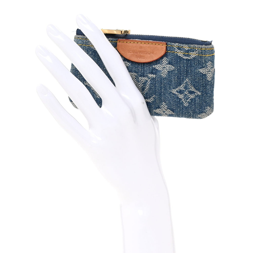 Monogram Denim Key Pouch Denim Blue