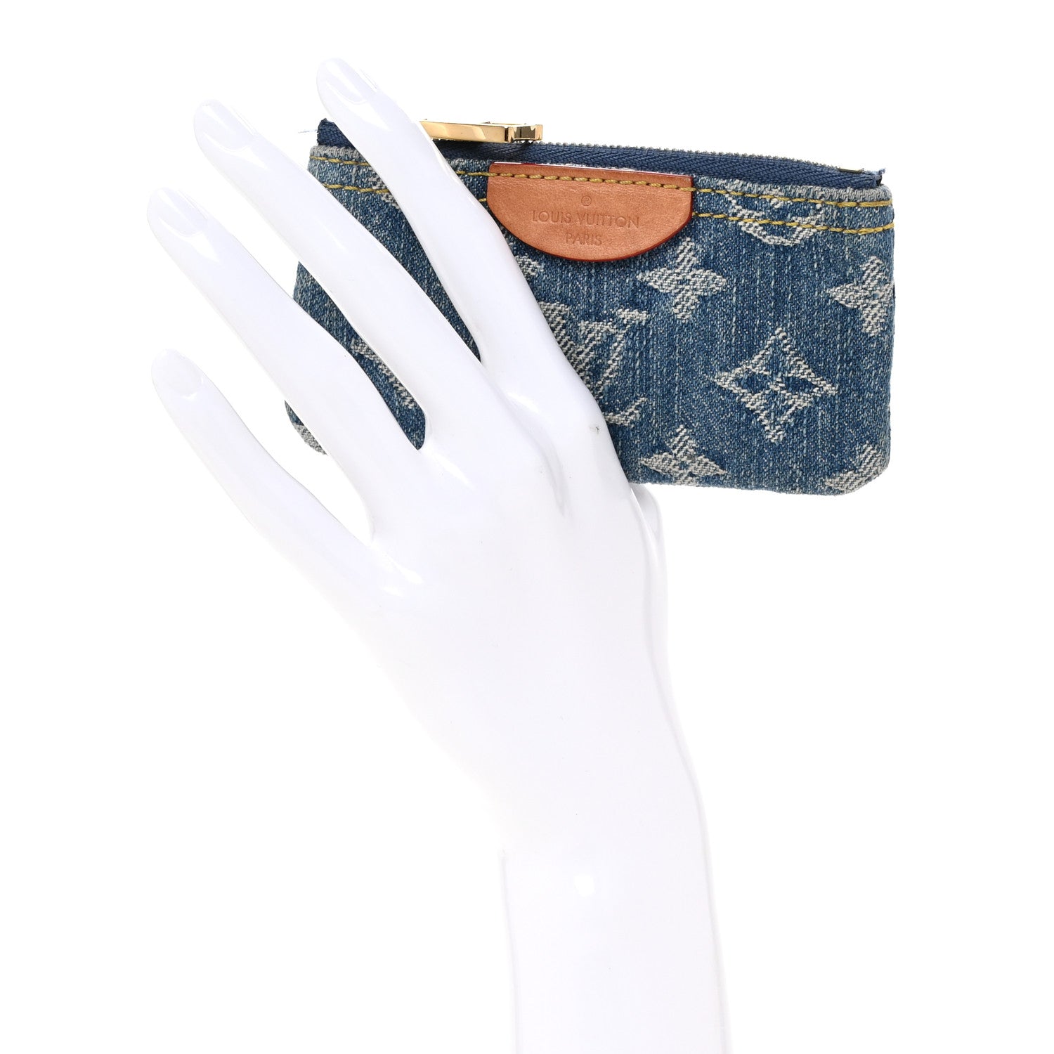 Monogram Denim Key Pouch Denim Blue