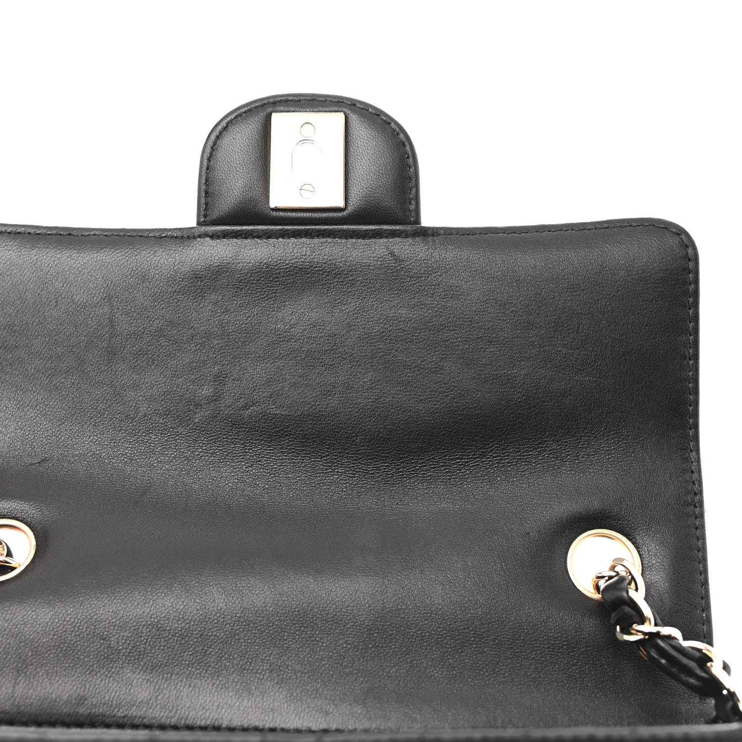 Lambskin Chevron Quilted Mini Rectangular Flap Black
