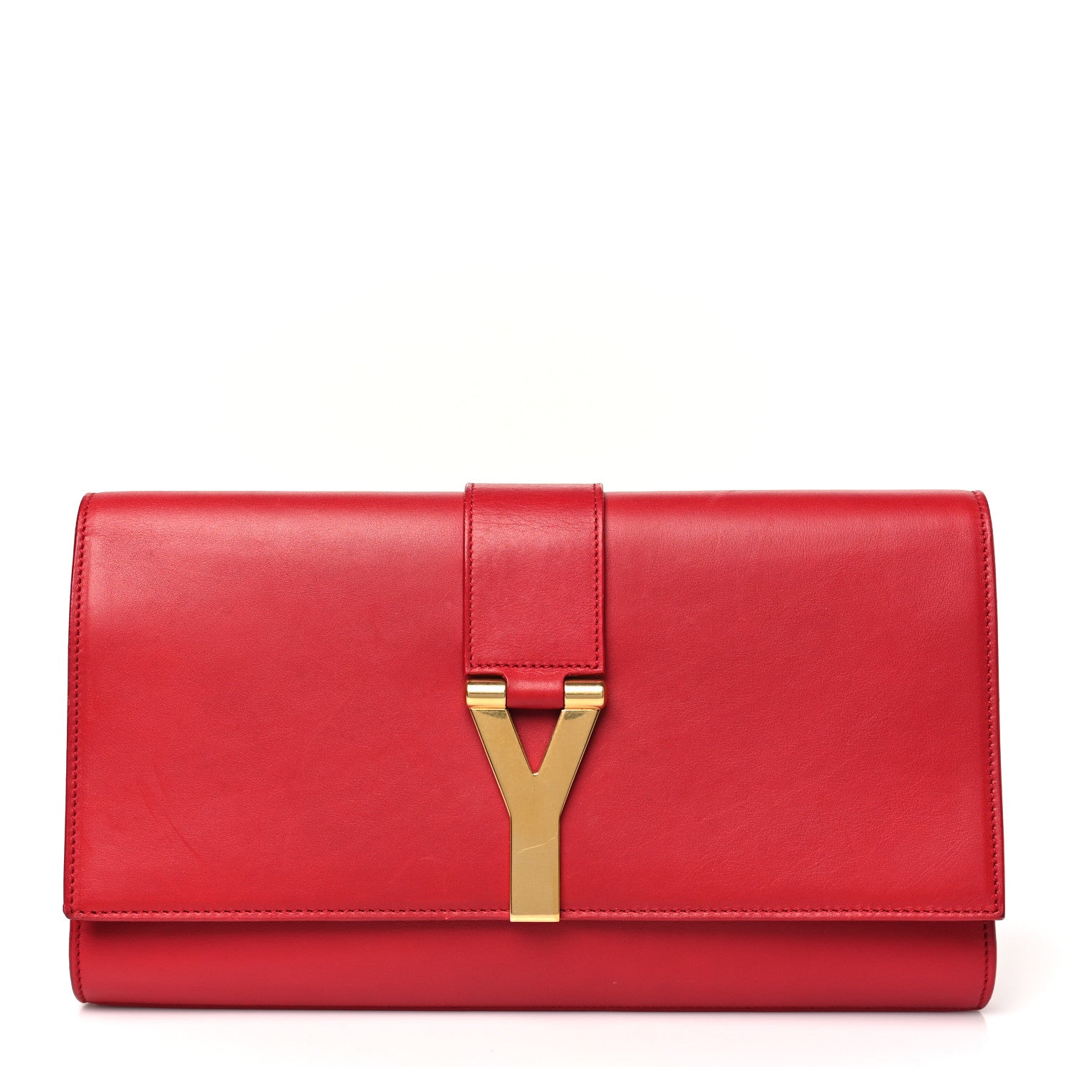 Calfskin Classic Y Ligne Clutch Red