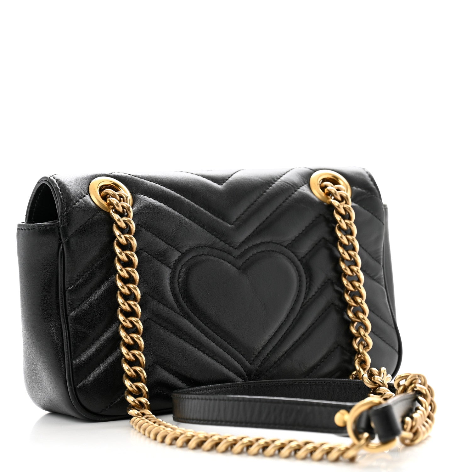 Calfskin Matelasse Mini GG Marmont Shoulder Bag Black