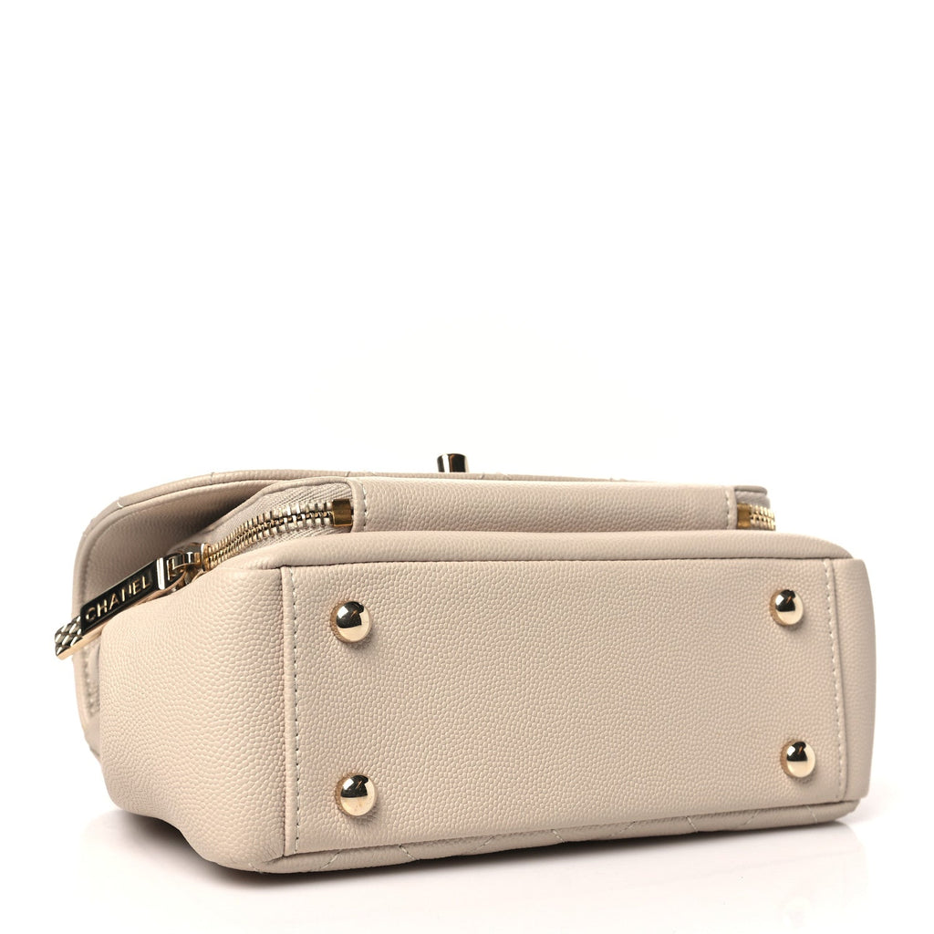 Caviar Quilted Small Business Affinity Flap Beige
