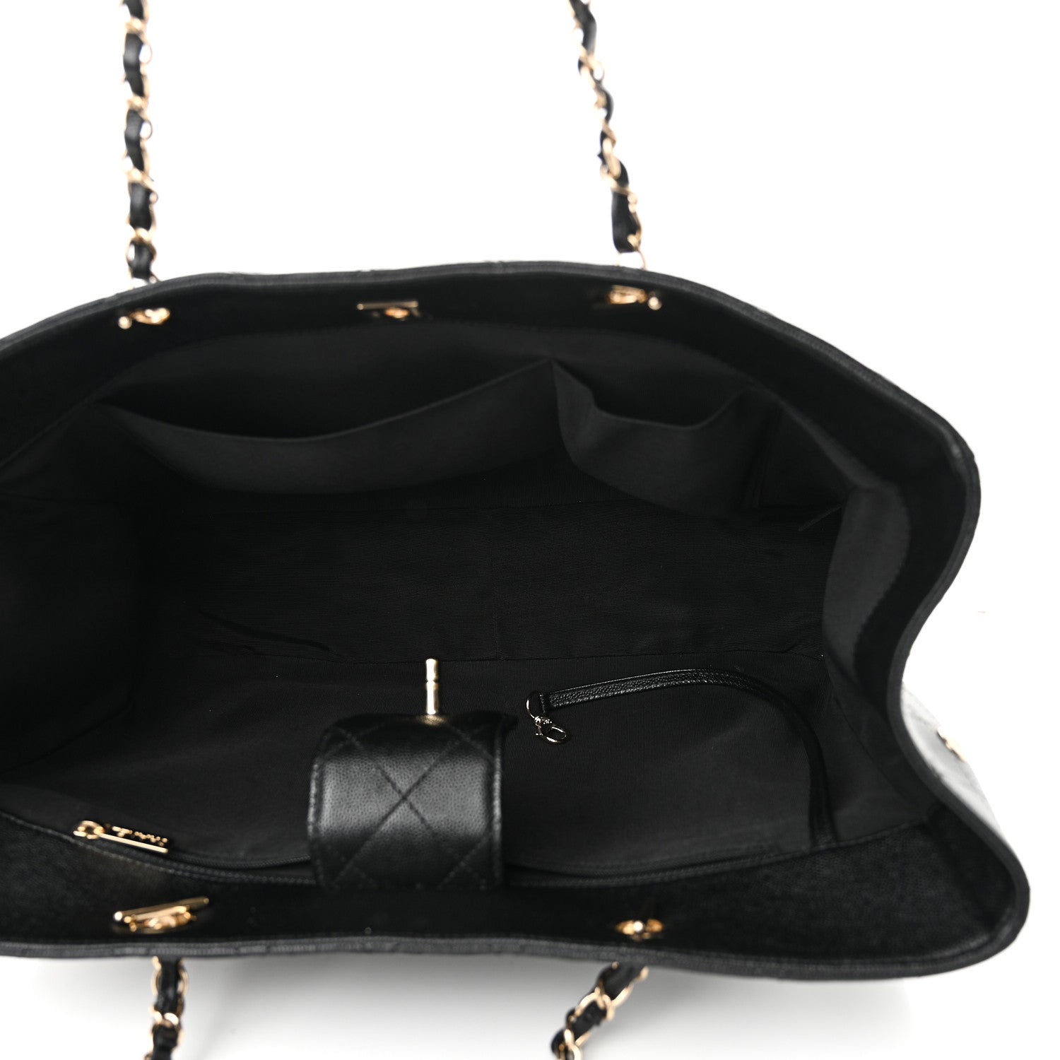Caviar Quilted Large Shopping Tote Black