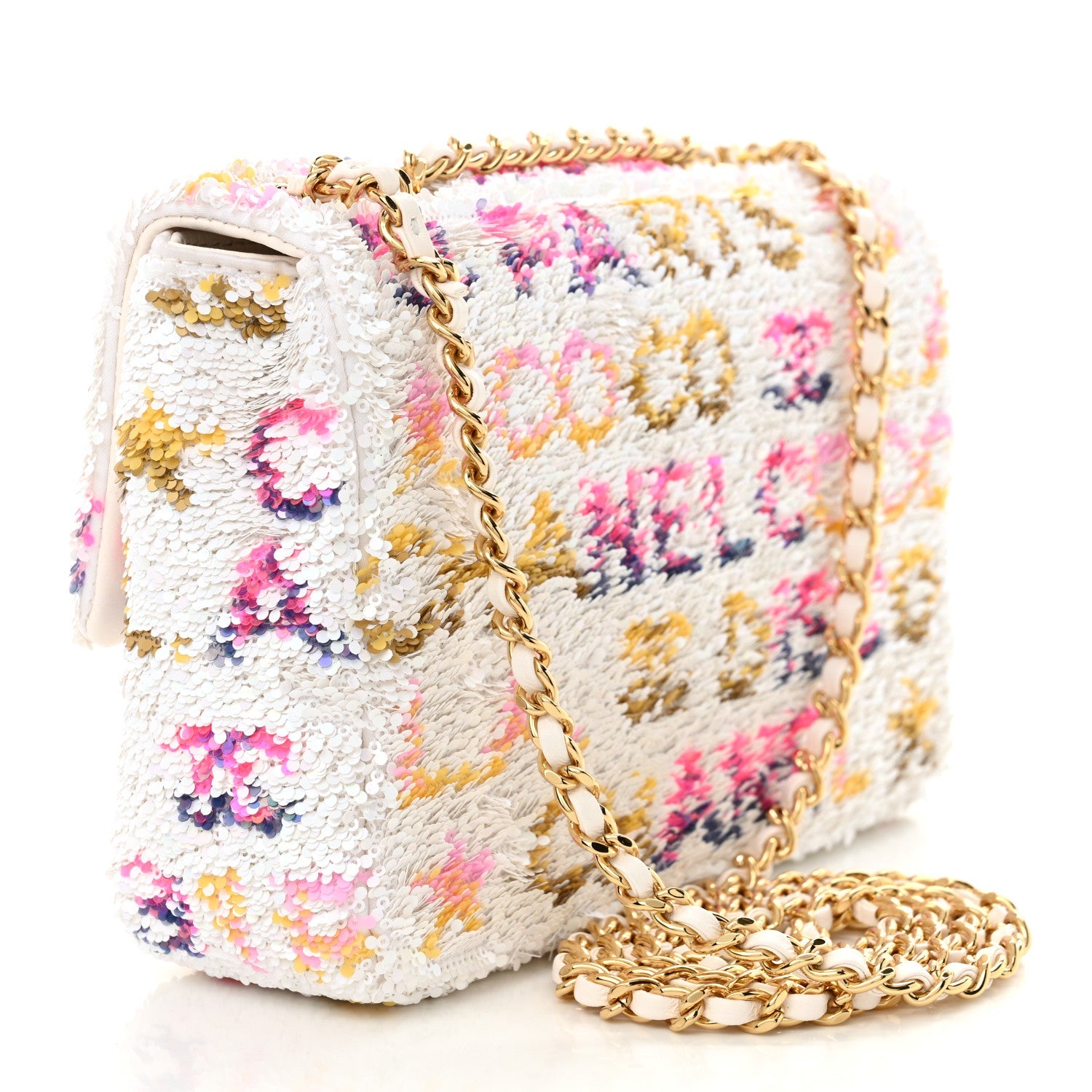 Sequin Logo Mini Rectangular Flap White Multicolor White Multicolor