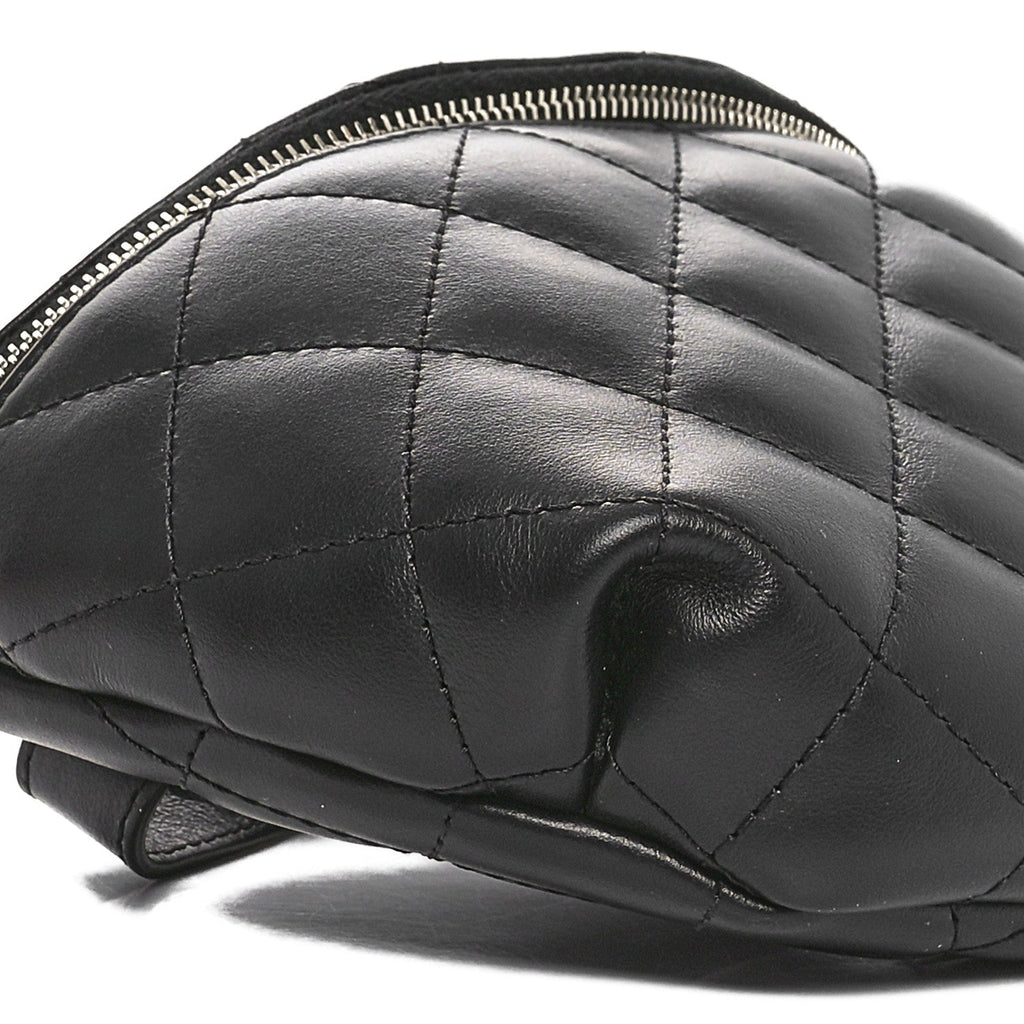 Calfskin Quilted Waist Belt Bag Black