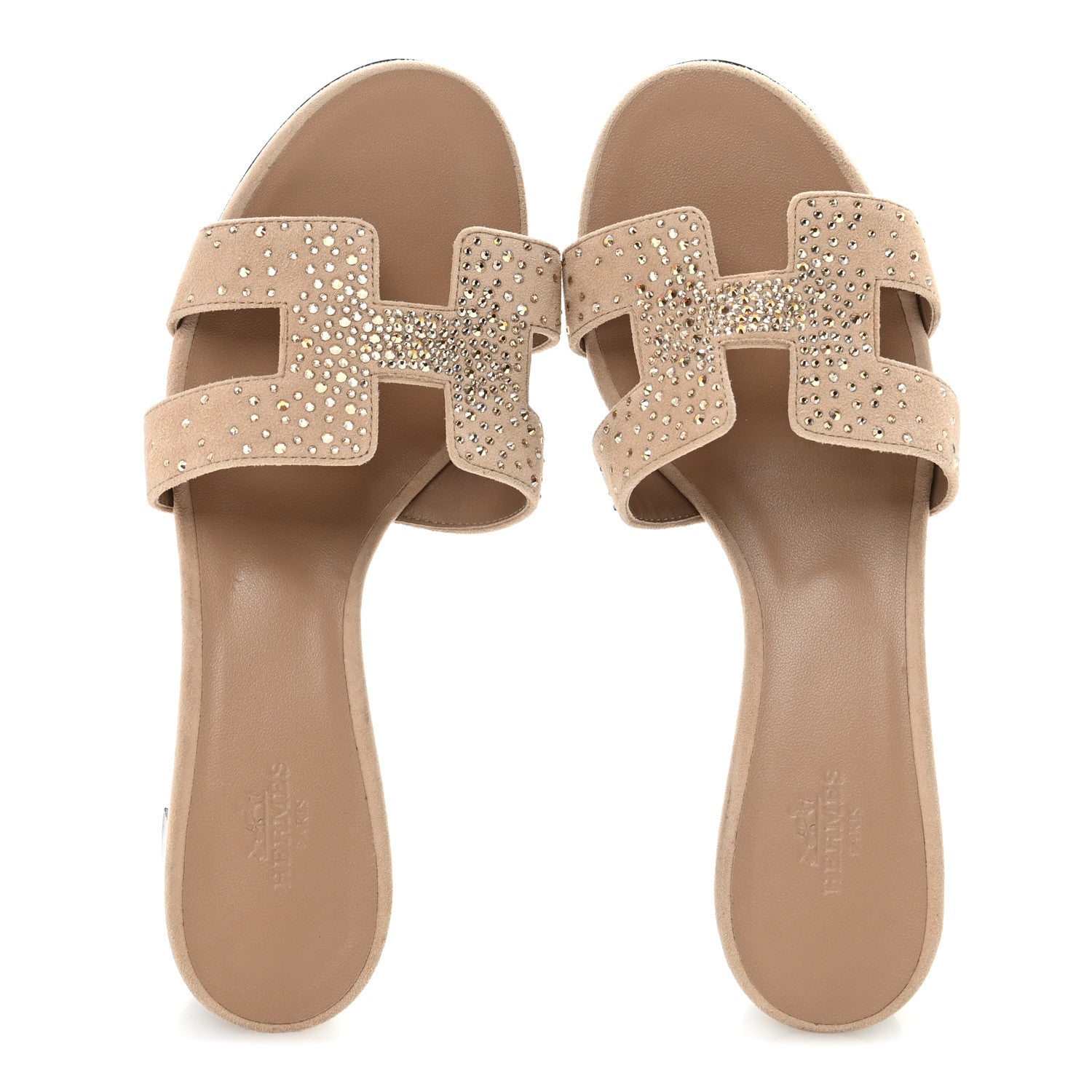 Suede Goatskin Crystal Oasis Sandals 36 Rose Nude
