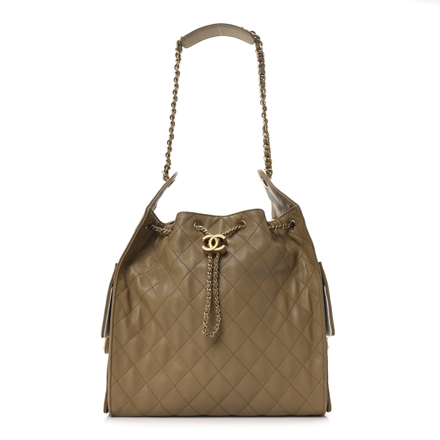 Caviar Quilted Medium Chanel 25 Handbag Dark Beige