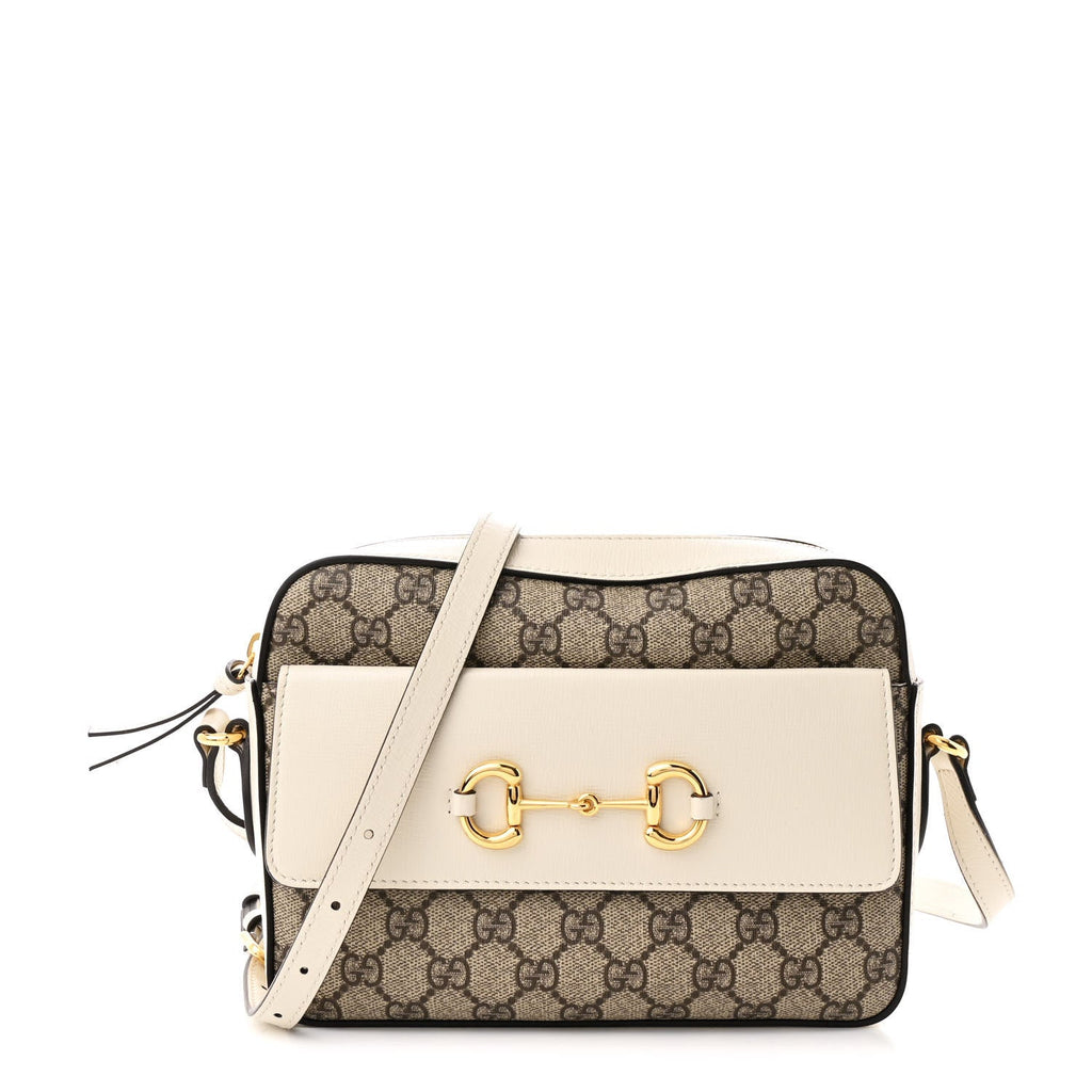 GG Supreme Monogram Small Horsebit 1955 Shoulder Bag Beige Mystic White