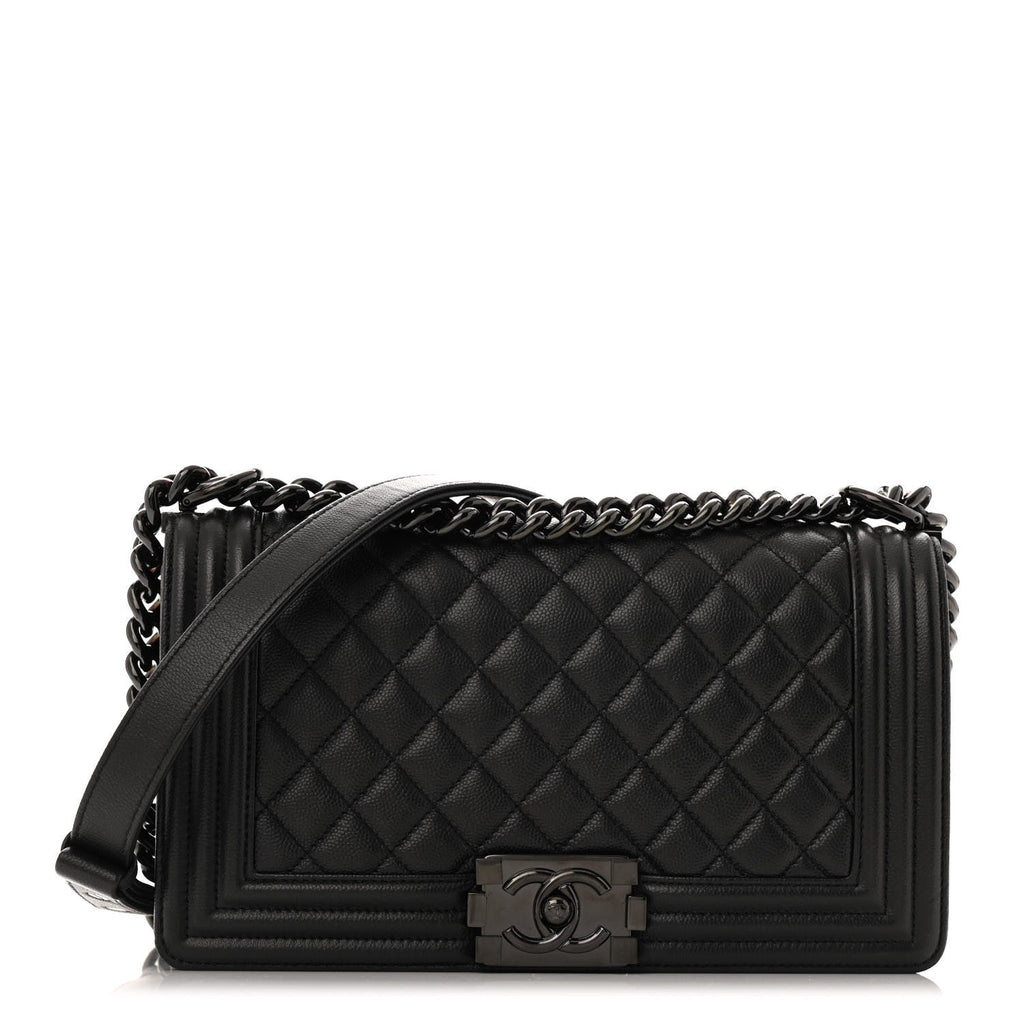 Caviar Quilted Medium Boy Flap So Black