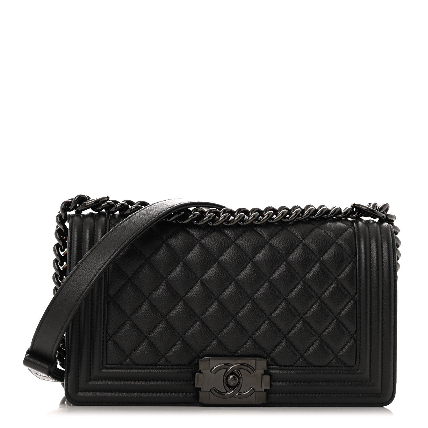 Caviar Quilted Medium Boy Flap So Black