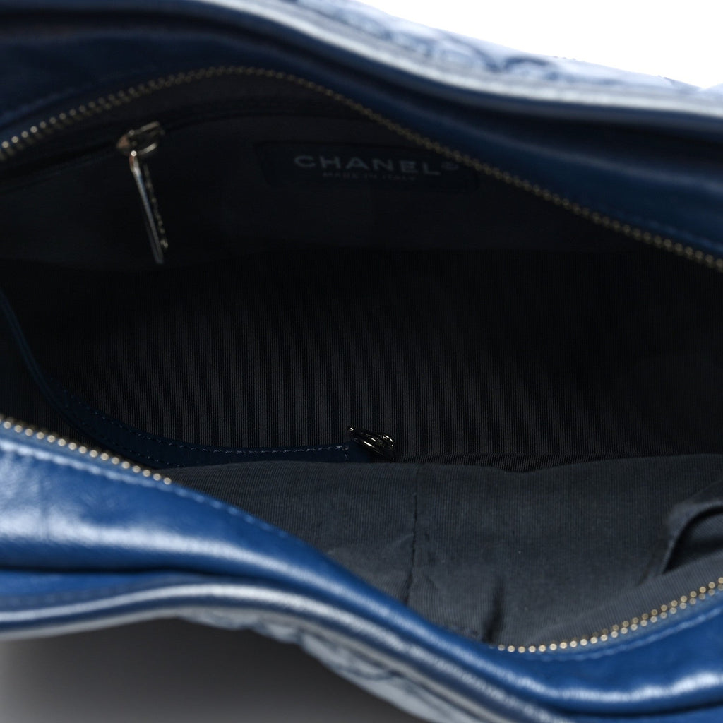 Aged Calfskin Quilted Medium Gabrielle Hobo Blue