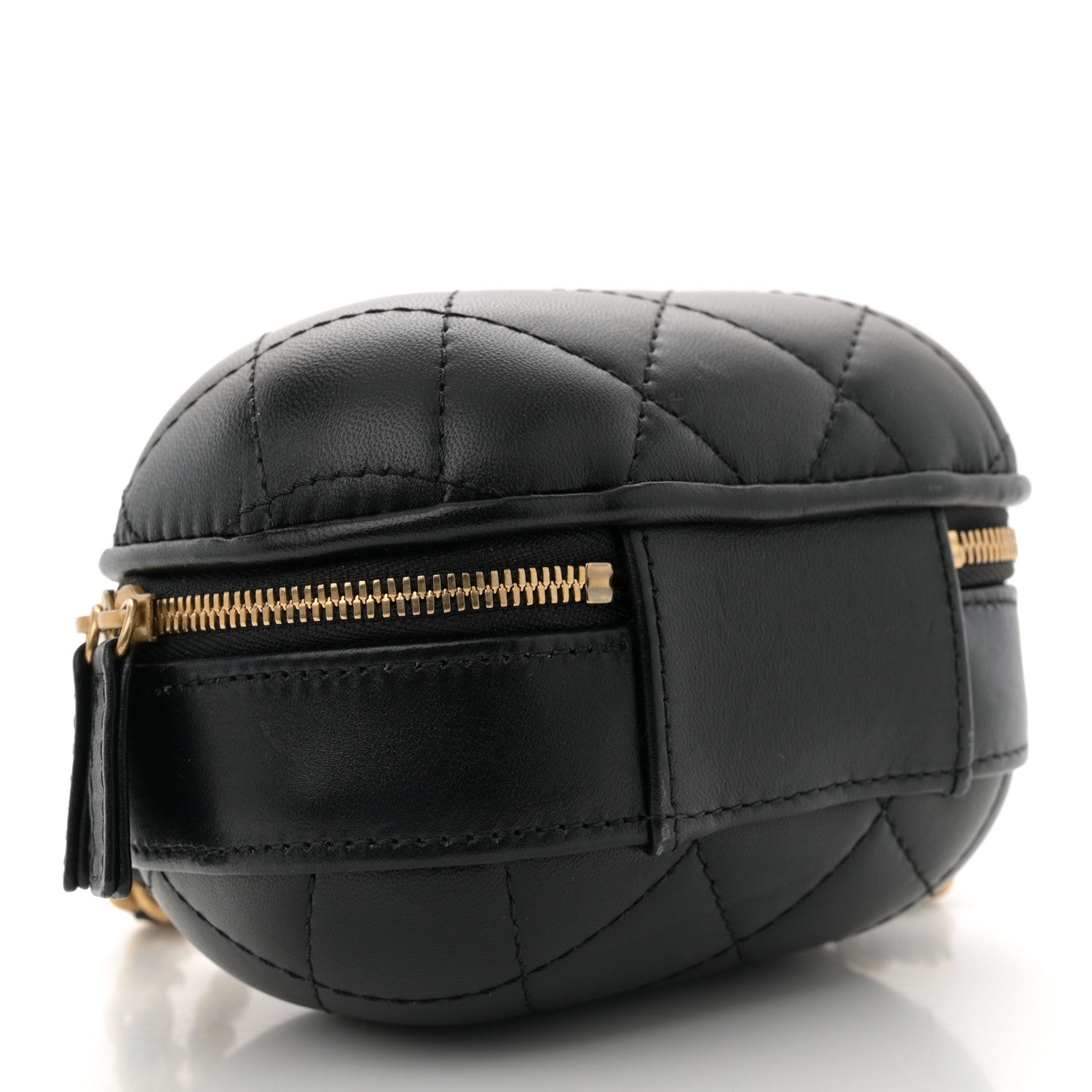 Lambskin Quilted Small CC Bubble Vanity Case With Chain Black