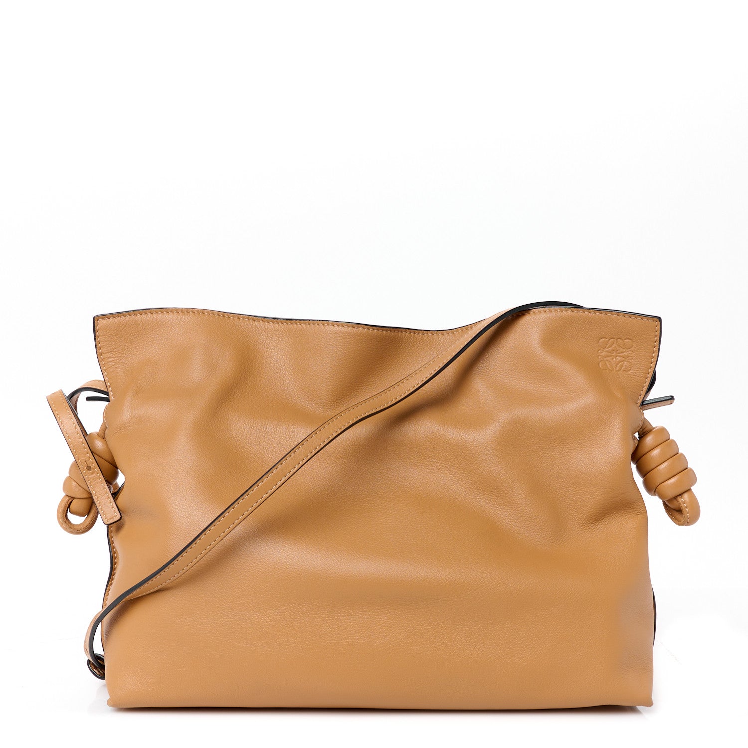 Calfskin Flamenco Knot Clutch Warm Desert