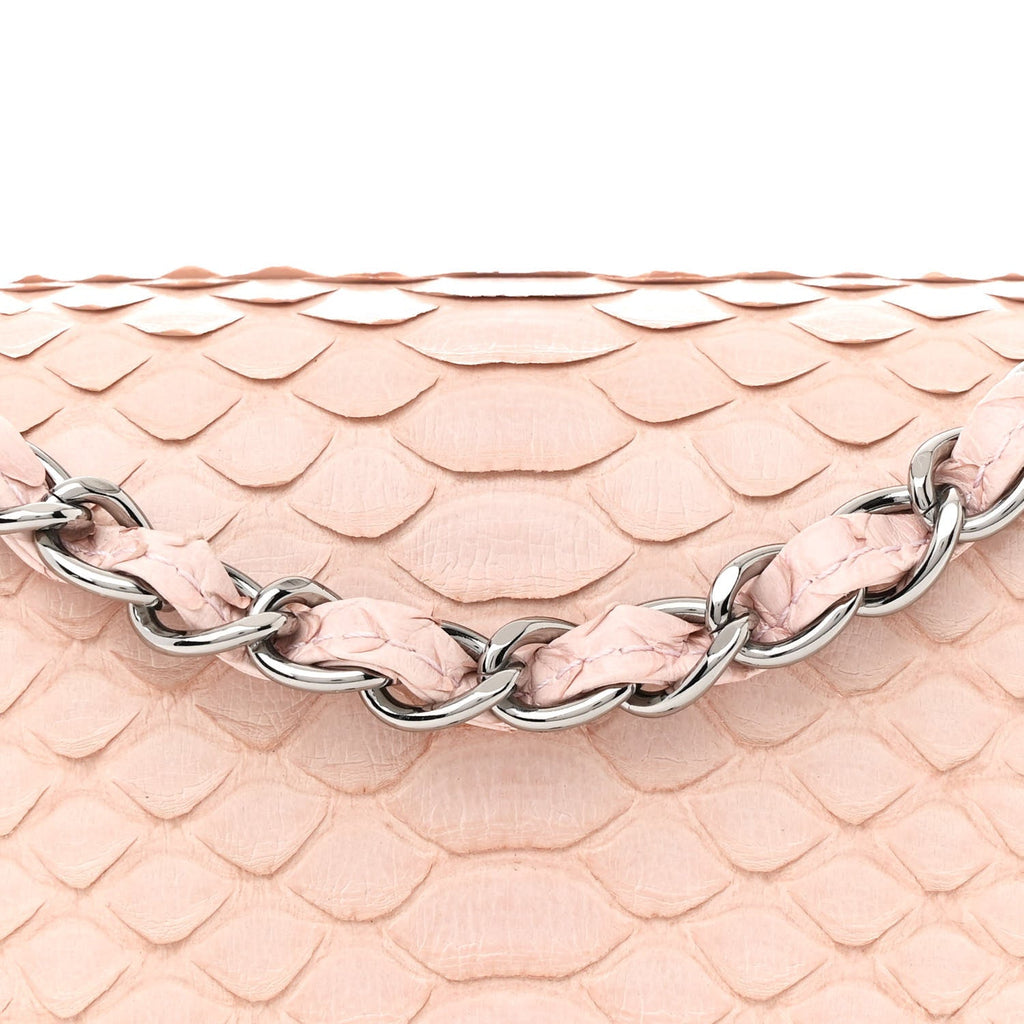 Snakeskin Mini Square Flap Light Pink