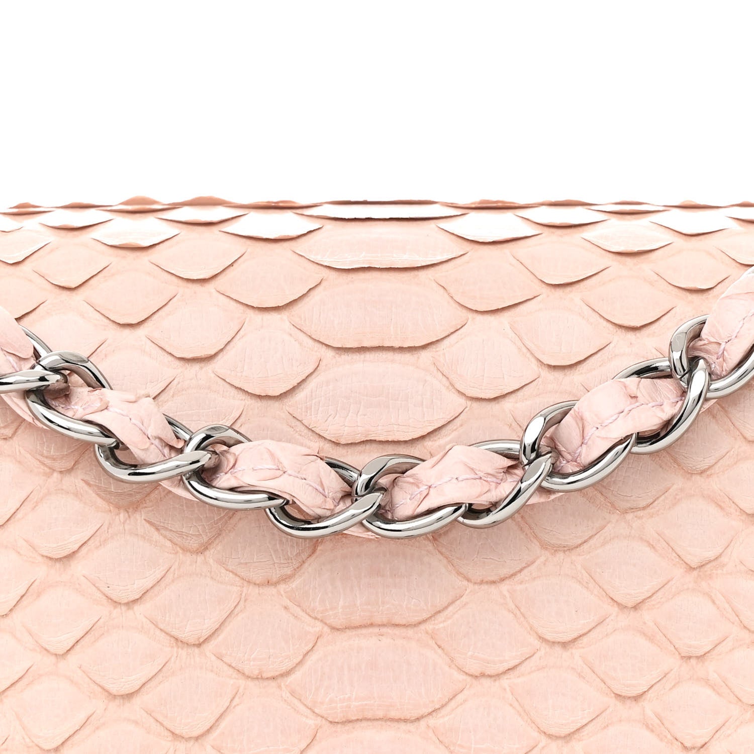 Snakeskin Mini Square Flap Light Pink