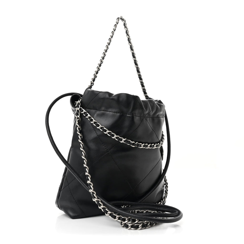 Shiny Calfskin Quilted Mini Chanel 22 Black