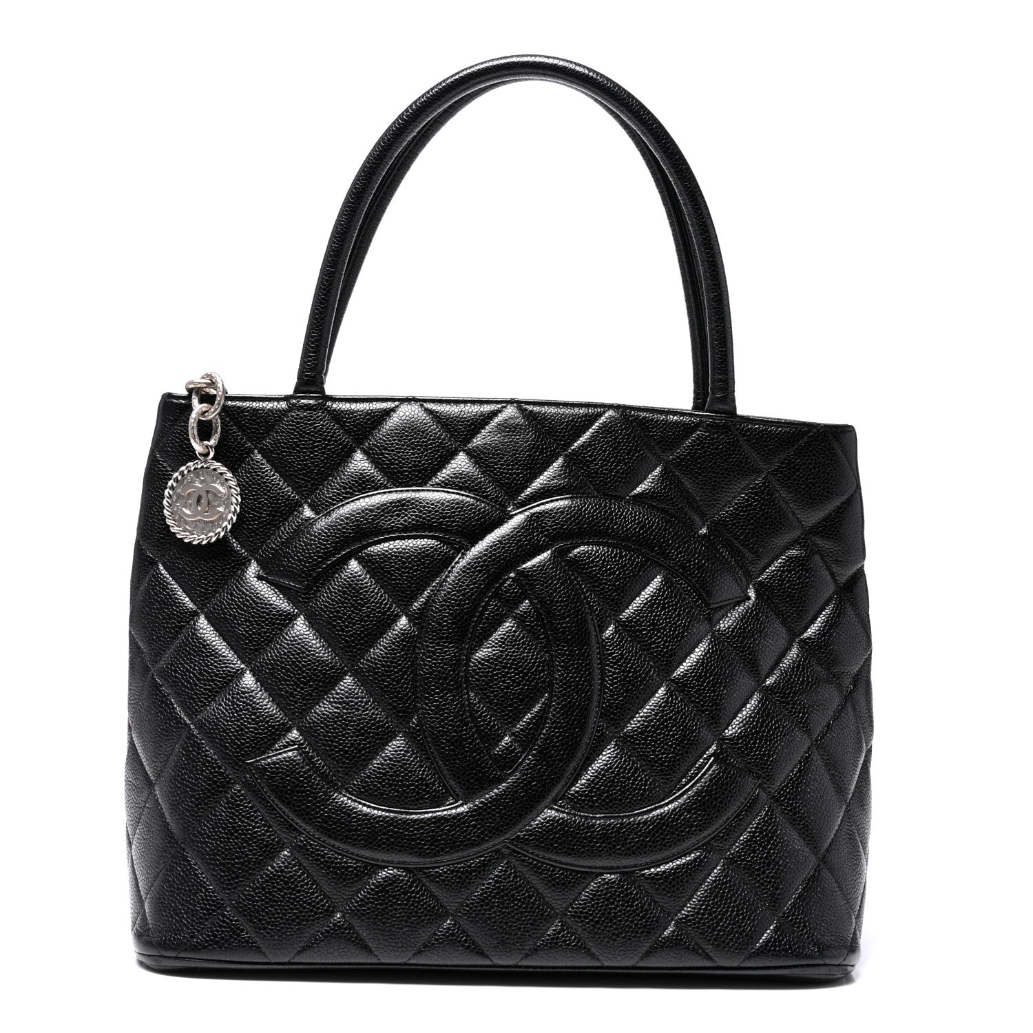 Caviar Quilted Medallion Tote Black
