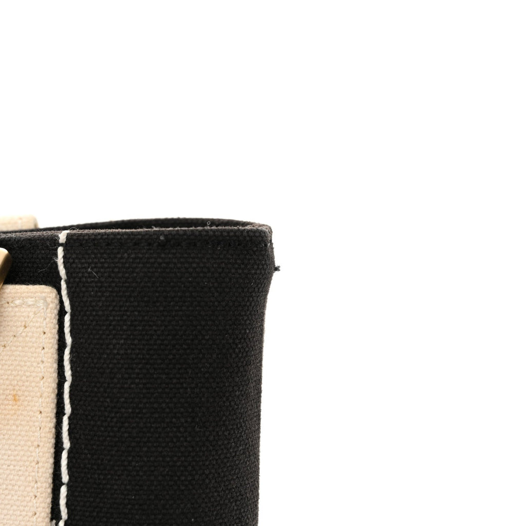 Canvas Square Stitched CC Small Tote Bag Black