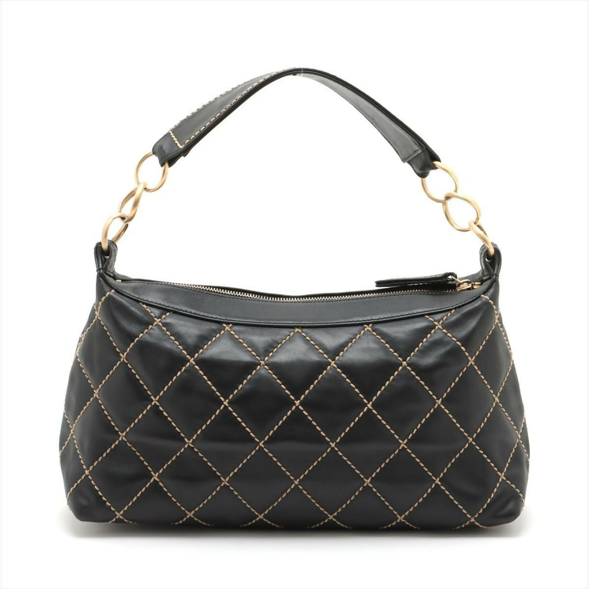 Chanel Vintage Black Lambskin Leather Handbag with Gold Hardware
