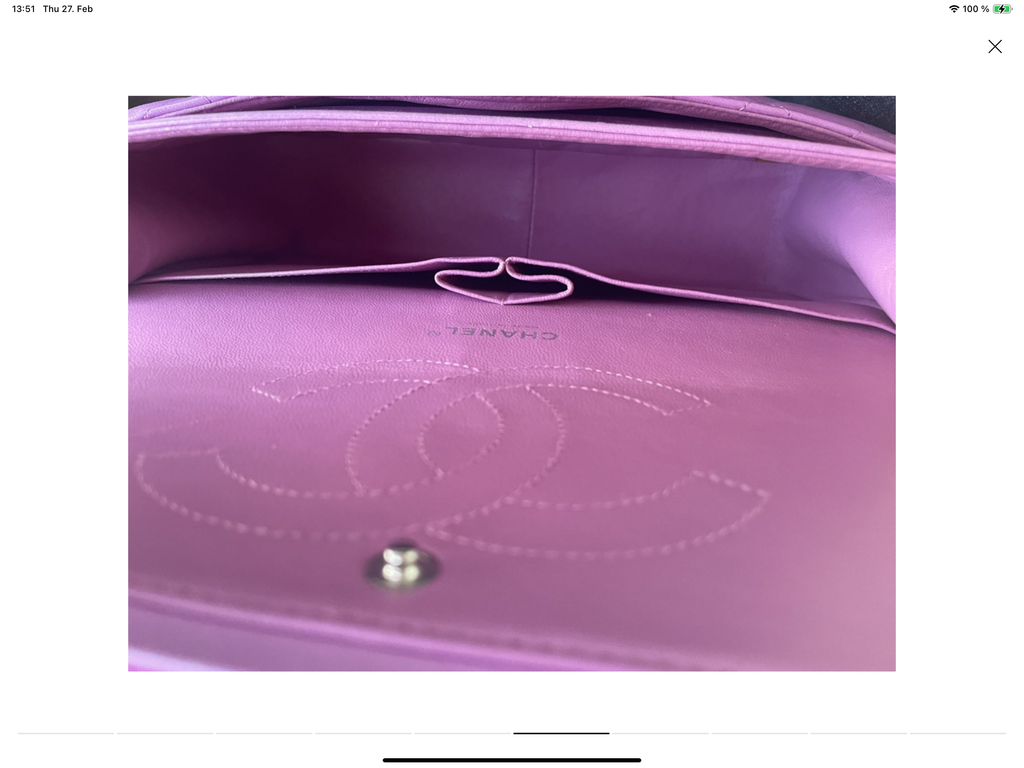 Chanel Purple Jumbo Classic Double Flap Bag in Lambskin Leather with Silver Hardware