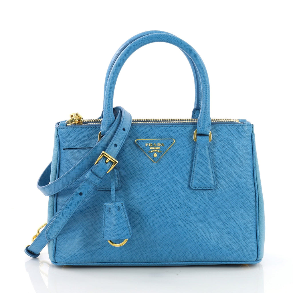 Bicolor Double Zip Lux Tote Saffiano Leather Mini