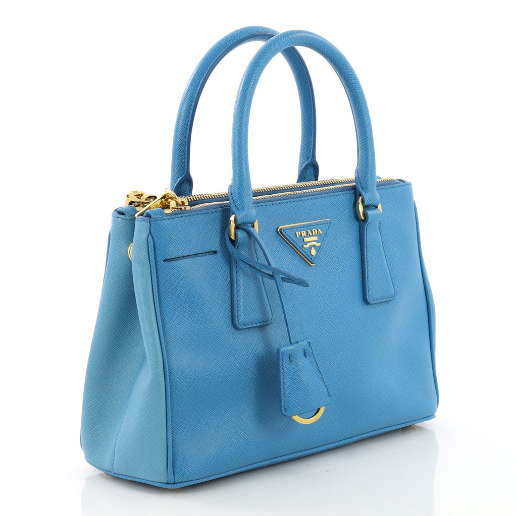 Bicolor Double Zip Lux Tote Saffiano Leather Mini