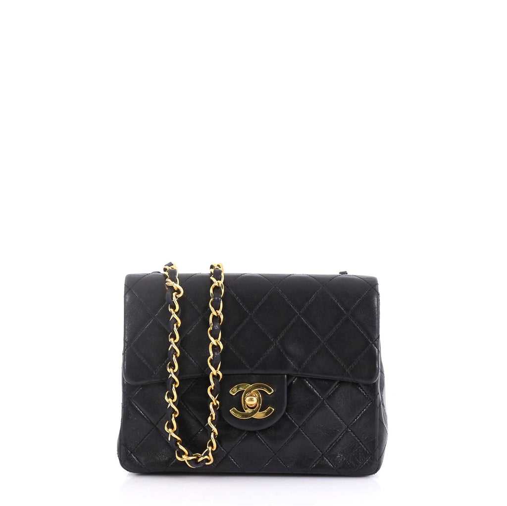 Vintage Square Classic Single Flap Bag Quilted Lambskin Mini