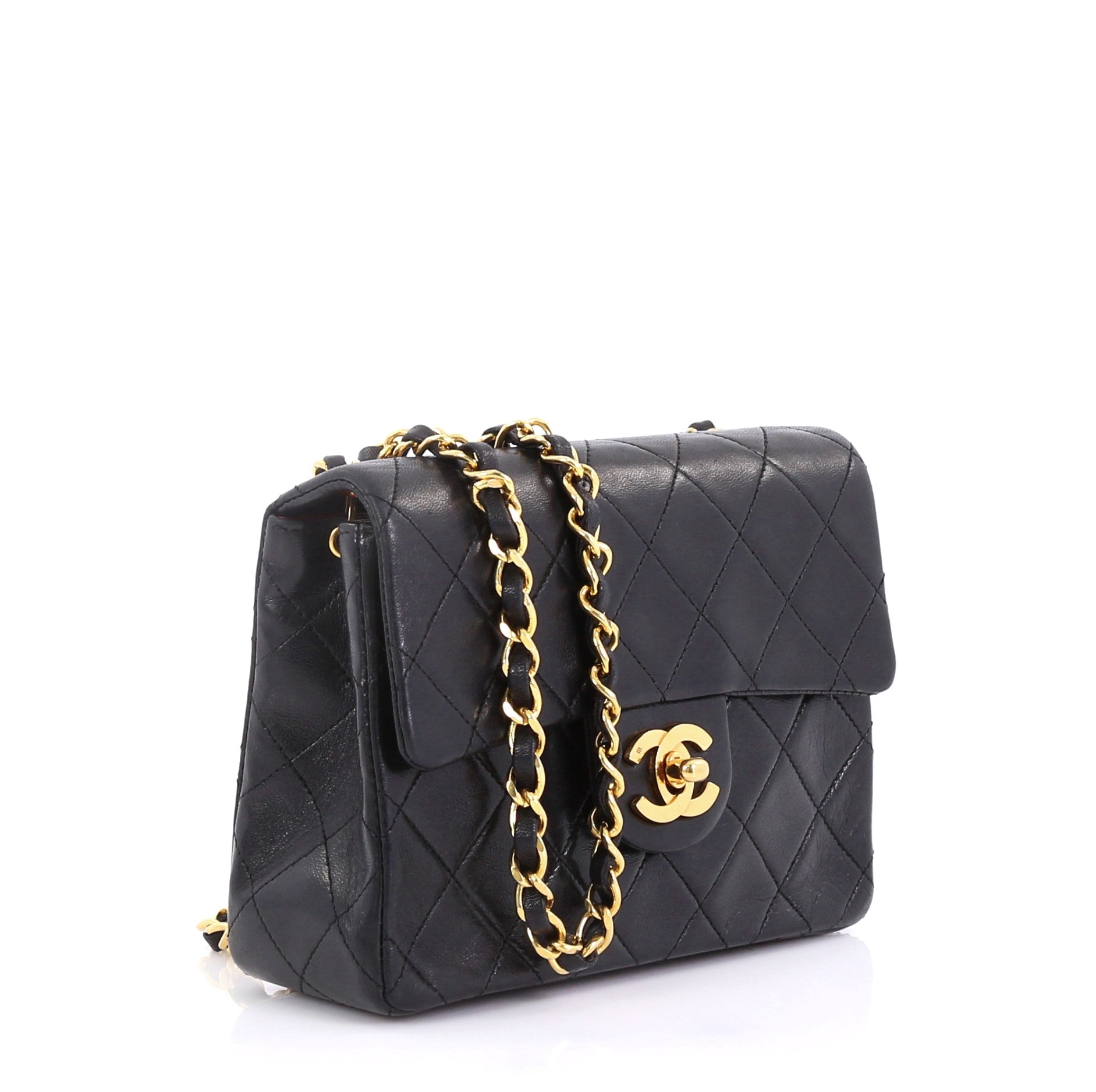 Vintage Square Classic Single Flap Bag Quilted Lambskin Mini