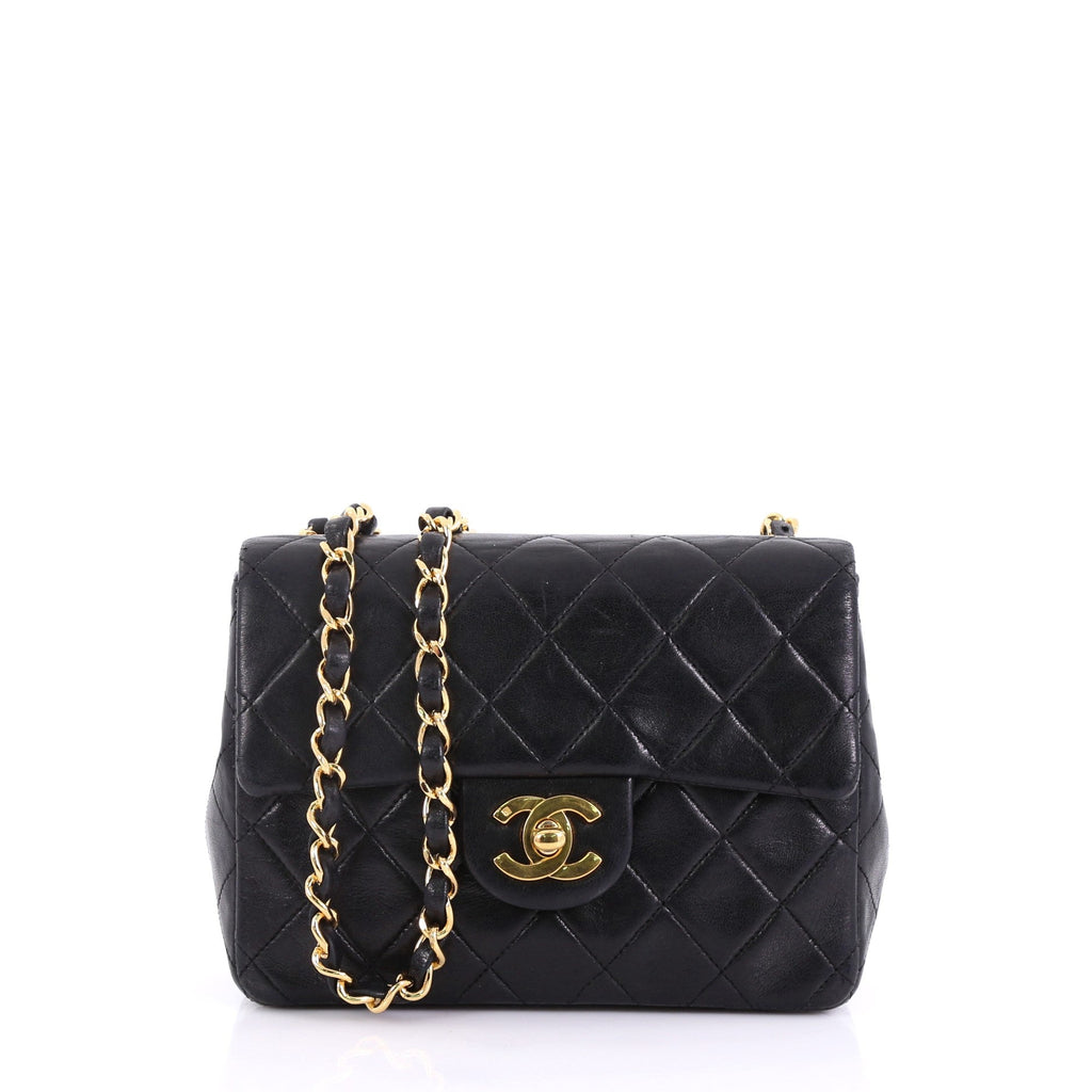 Vintage Square Classic Single Flap Bag Quilted Lambskin Mini