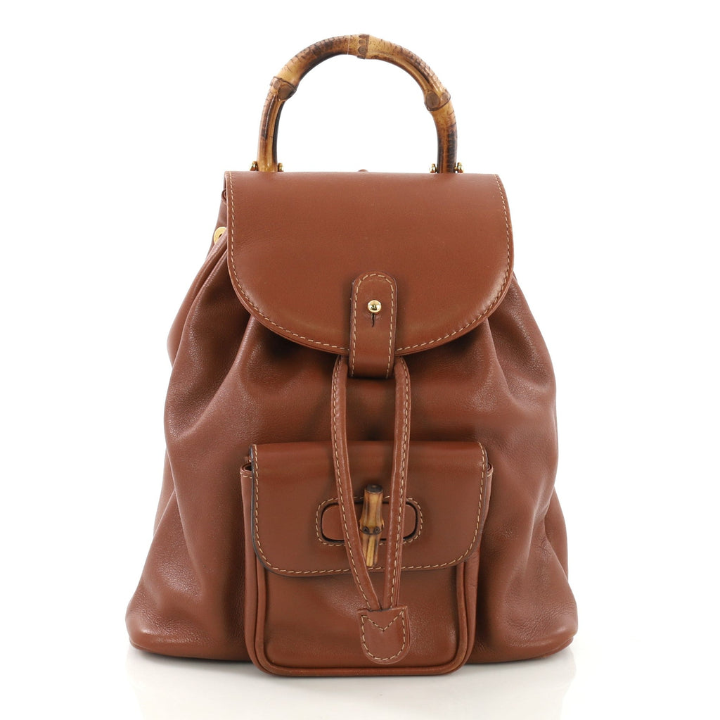 Vintage Bamboo Backpack Leather Mini